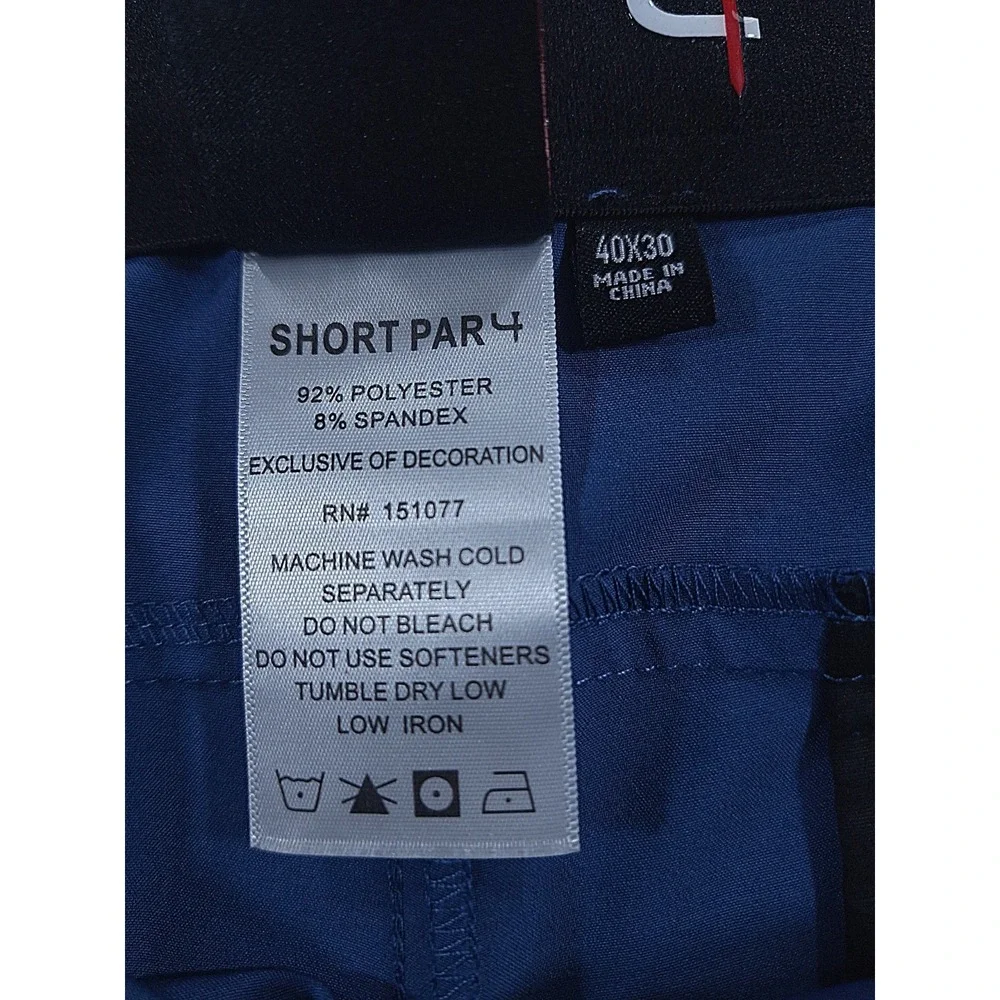 Short Par 4 Men Golf Pants 40x30 Blue Stretch Performance Athletic Lightweight